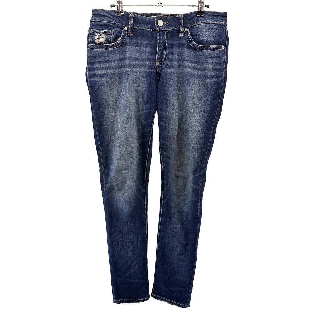 BKE Stella Slim Fit Low Rise‎ Skinny Jeans • 29 • medium wash blue • distressed